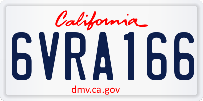 CA license plate 6VRA166