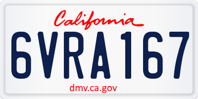 CA license plate 6VRA167