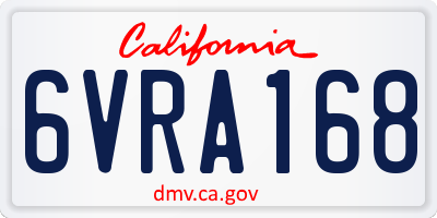 CA license plate 6VRA168