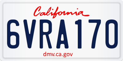 CA license plate 6VRA170