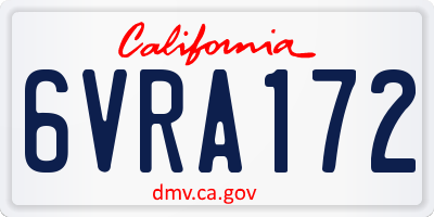 CA license plate 6VRA172