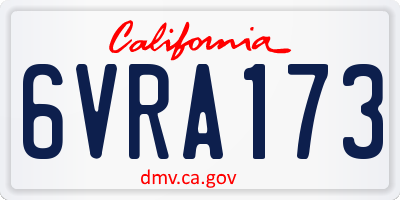 CA license plate 6VRA173