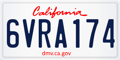 CA license plate 6VRA174