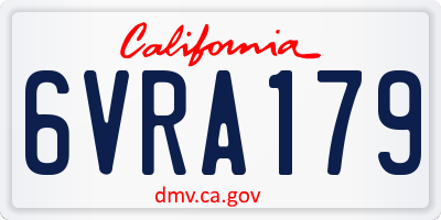 CA license plate 6VRA179