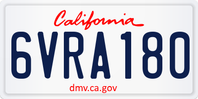CA license plate 6VRA180