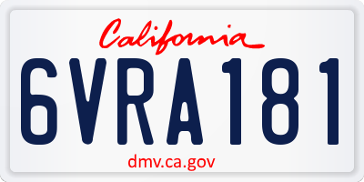 CA license plate 6VRA181
