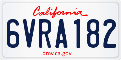 CA license plate 6VRA182