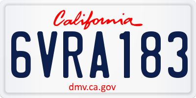 CA license plate 6VRA183