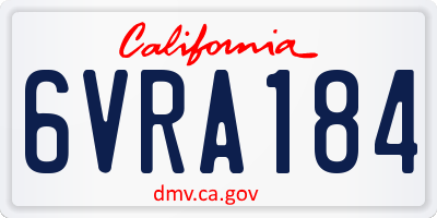 CA license plate 6VRA184