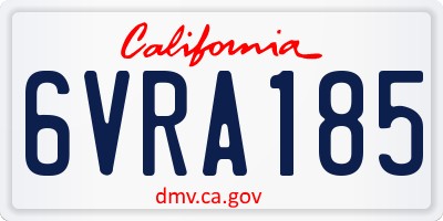 CA license plate 6VRA185