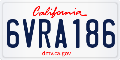 CA license plate 6VRA186