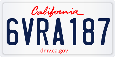 CA license plate 6VRA187
