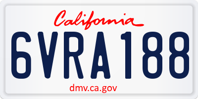 CA license plate 6VRA188