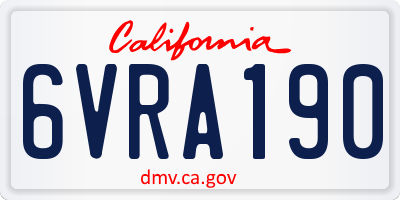 CA license plate 6VRA190