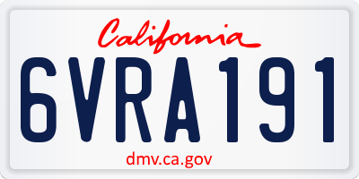 CA license plate 6VRA191