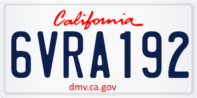 CA license plate 6VRA192