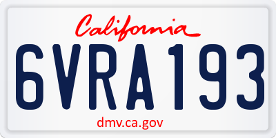 CA license plate 6VRA193