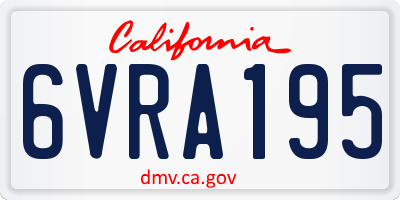 CA license plate 6VRA195
