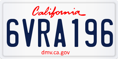 CA license plate 6VRA196