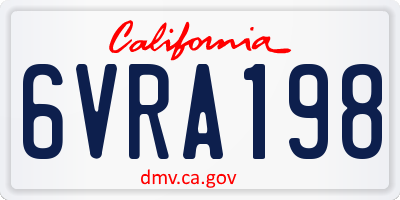 CA license plate 6VRA198