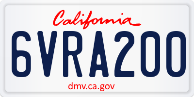 CA license plate 6VRA200