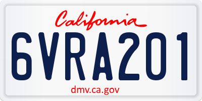 CA license plate 6VRA201