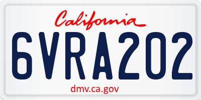CA license plate 6VRA202
