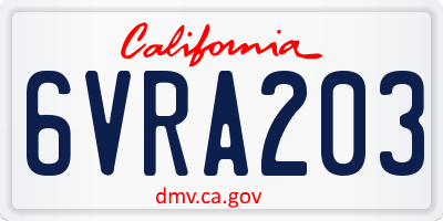 CA license plate 6VRA203