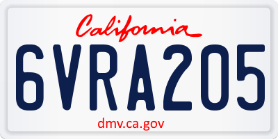 CA license plate 6VRA205