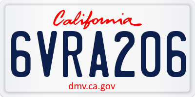 CA license plate 6VRA206