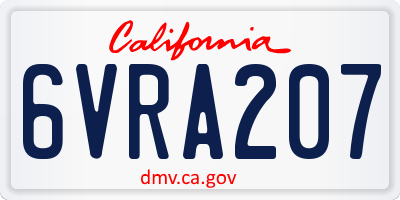 CA license plate 6VRA207
