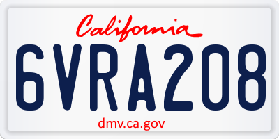 CA license plate 6VRA208
