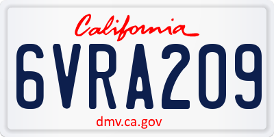 CA license plate 6VRA209