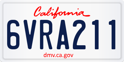CA license plate 6VRA211