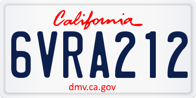CA license plate 6VRA212