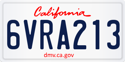 CA license plate 6VRA213