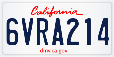 CA license plate 6VRA214