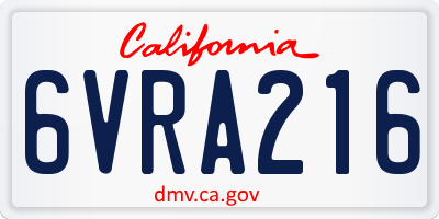 CA license plate 6VRA216