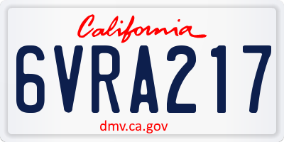 CA license plate 6VRA217