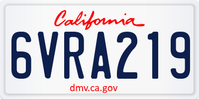 CA license plate 6VRA219