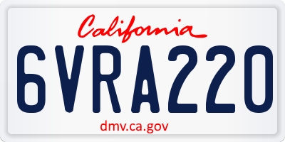 CA license plate 6VRA220