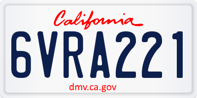 CA license plate 6VRA221