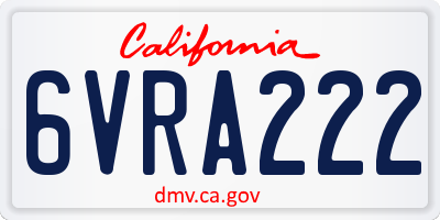 CA license plate 6VRA222