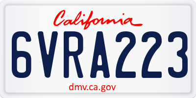 CA license plate 6VRA223