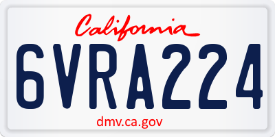 CA license plate 6VRA224