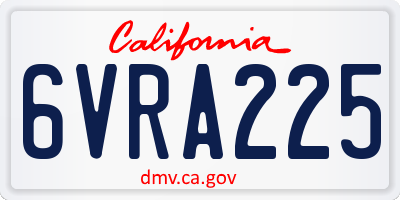 CA license plate 6VRA225