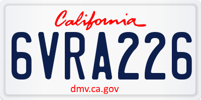 CA license plate 6VRA226