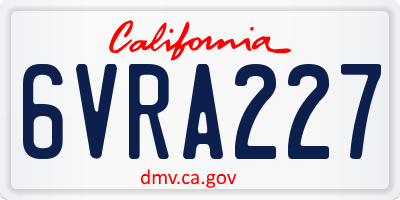 CA license plate 6VRA227