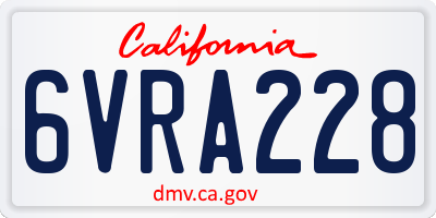 CA license plate 6VRA228