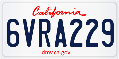 CA license plate 6VRA229